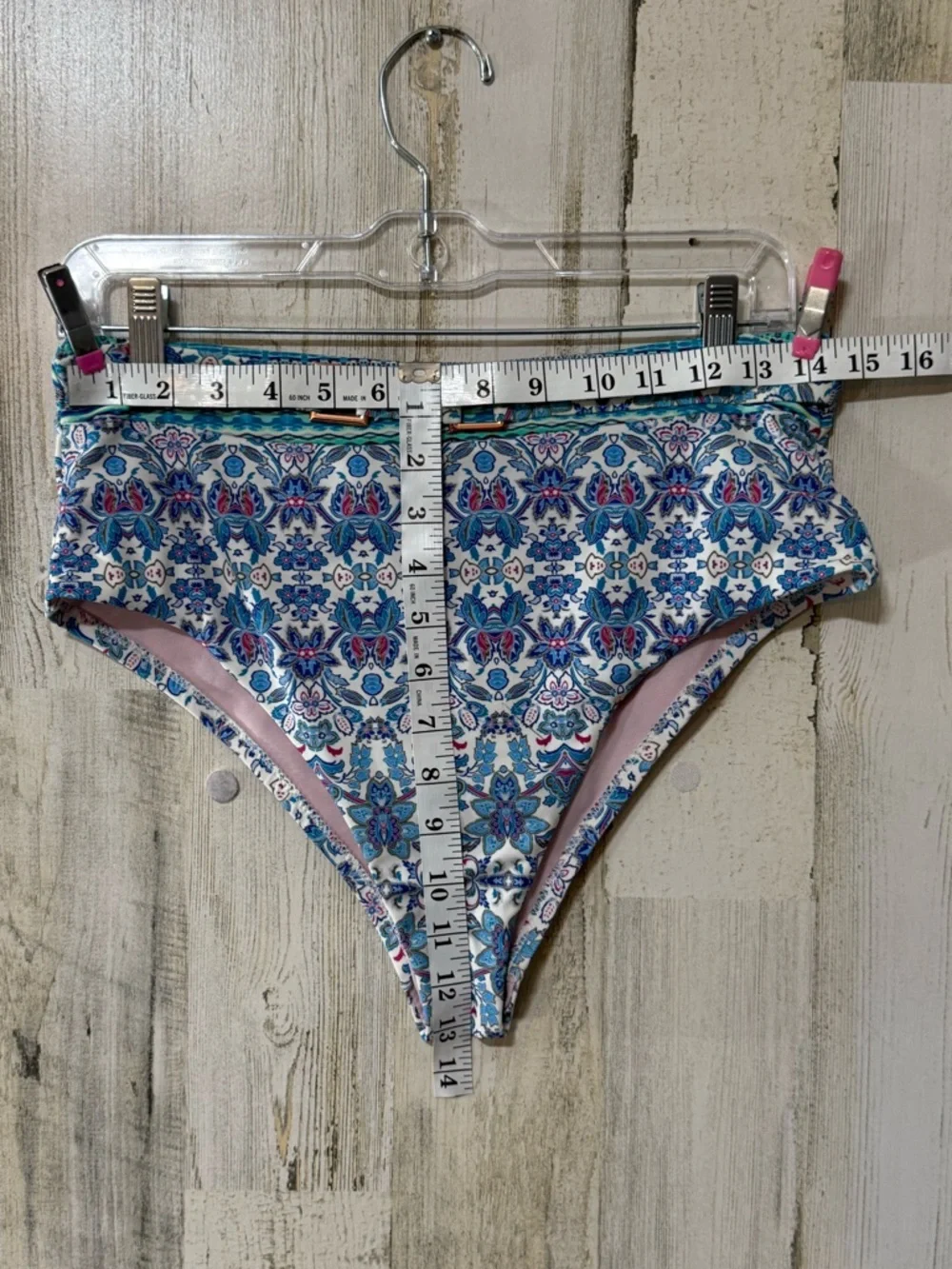 Nanette Lepore Belted Blue Pink Floral High-Waist Bikini Bottom